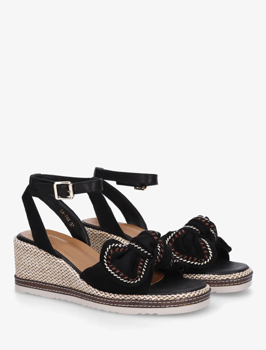 Sleehaksandalen met strik - Zwart - Image 4