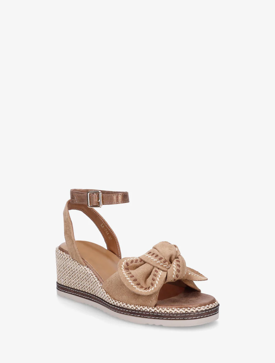 Sleehaksandalen met strik - Kameel - Image 2