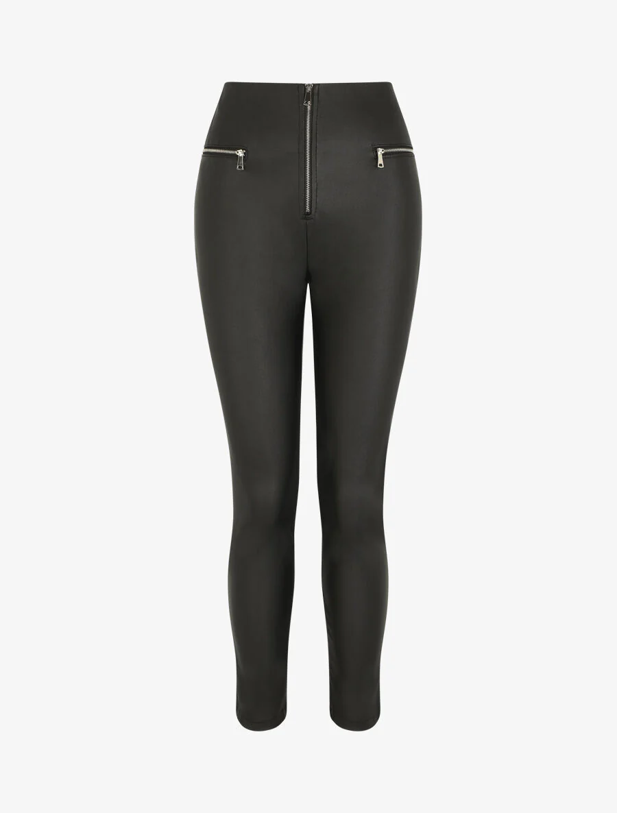 Slim broek van imitatieleer - zwart