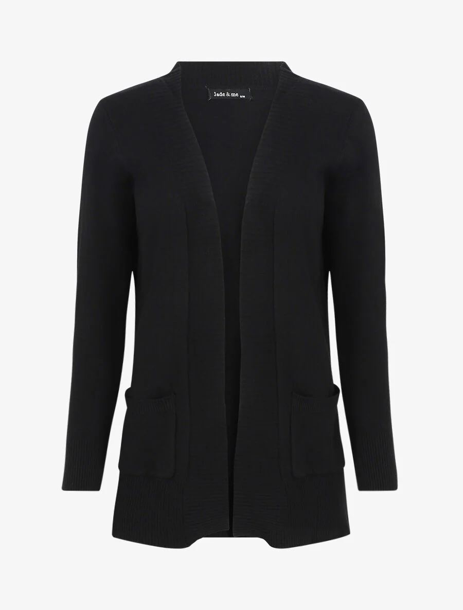 Slim effen vest met opgestikte zakken - zwart