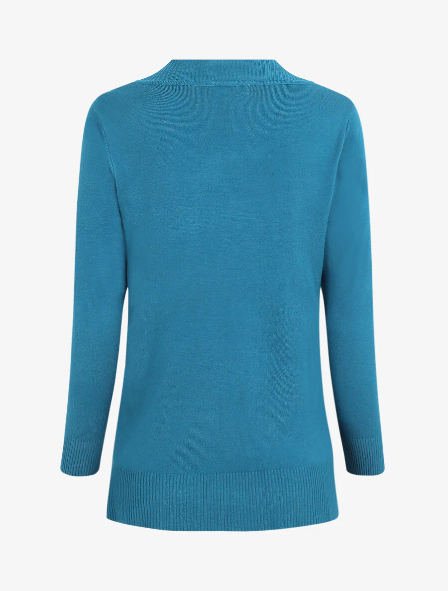Slim effen vest met opgestikte zakken - Blauwgroen - Image 2