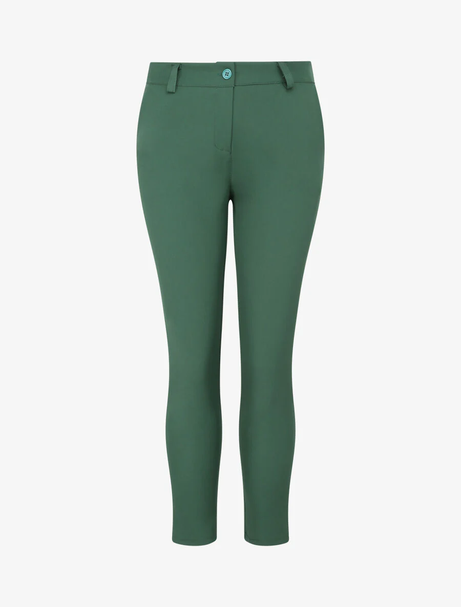 Slim fit 7/8 standaard maat broek - Donkergroen