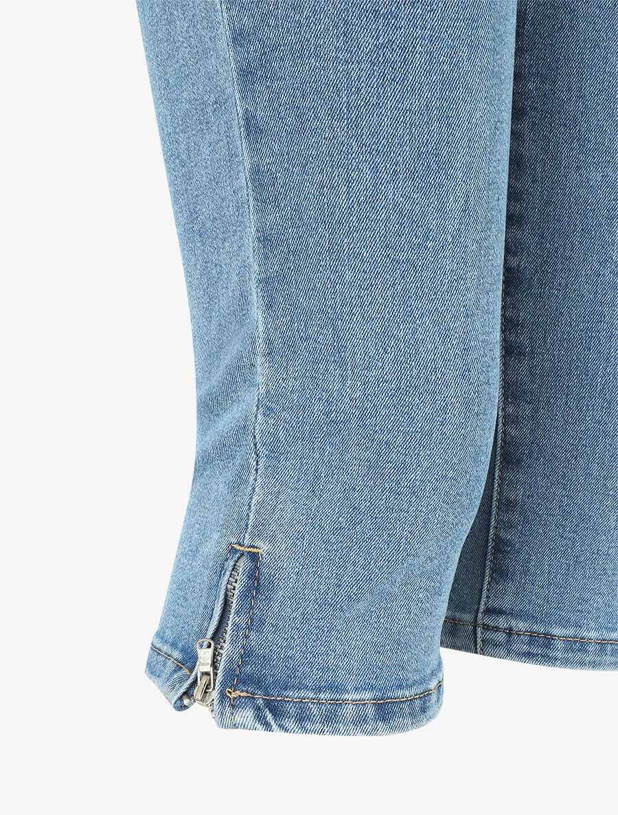 Slim-fit afritsbroek in standaardmaat - Blauw - Image 3