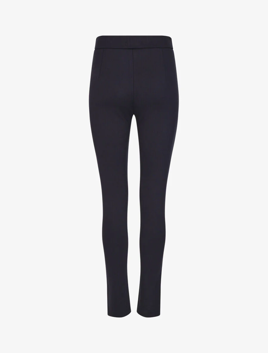 Slim-fit broek met hoge taille - Donkerblauw - Image 2