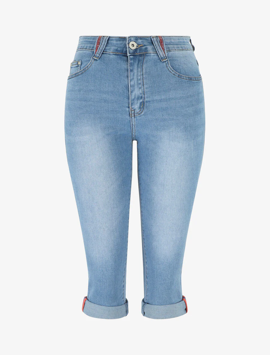 Slim-fit broek met standaard taille en zomen - Blauw