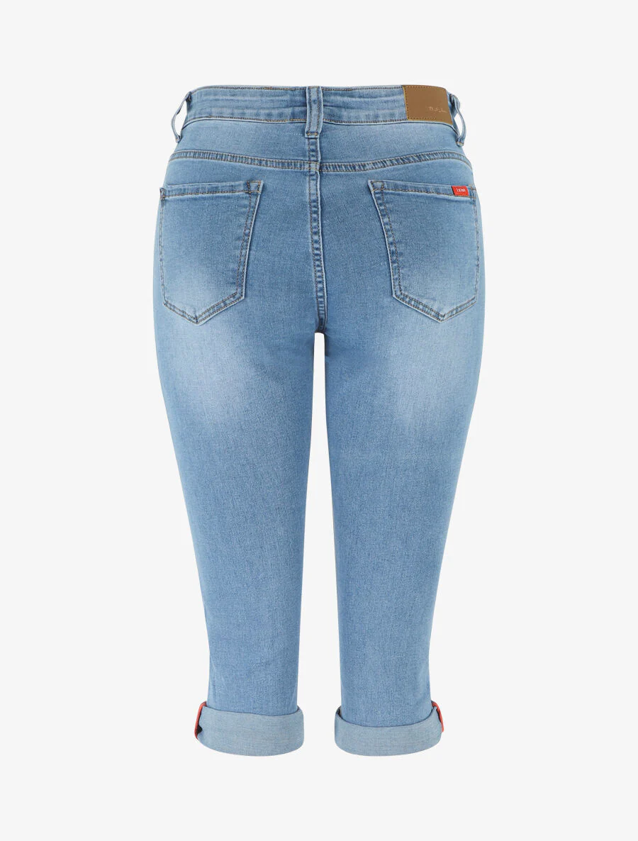 Slim-fit broek met standaard taille en zomen - Blauw - Image 2