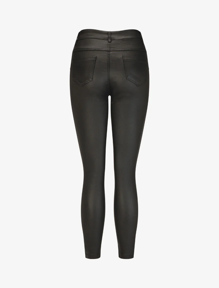 Slim-fit broek met wax-effect - Zwart - Image 2
