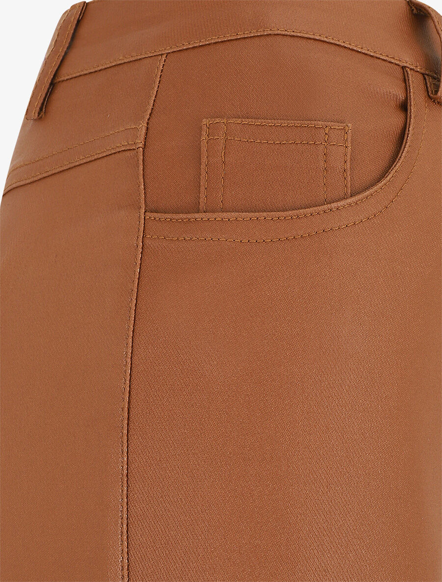 Slim-fit broek met wax-effect - Kameel - Image 3