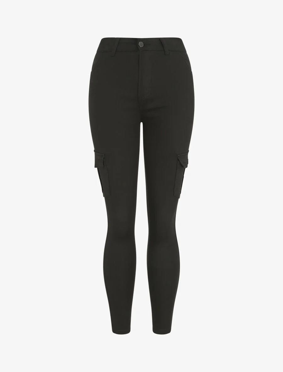 Slim-fit cargojeans - zwart
