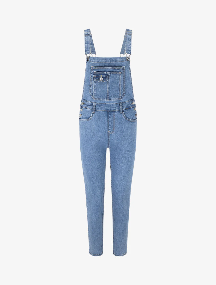 Slim-fit denim tuinbroek - Blauw
