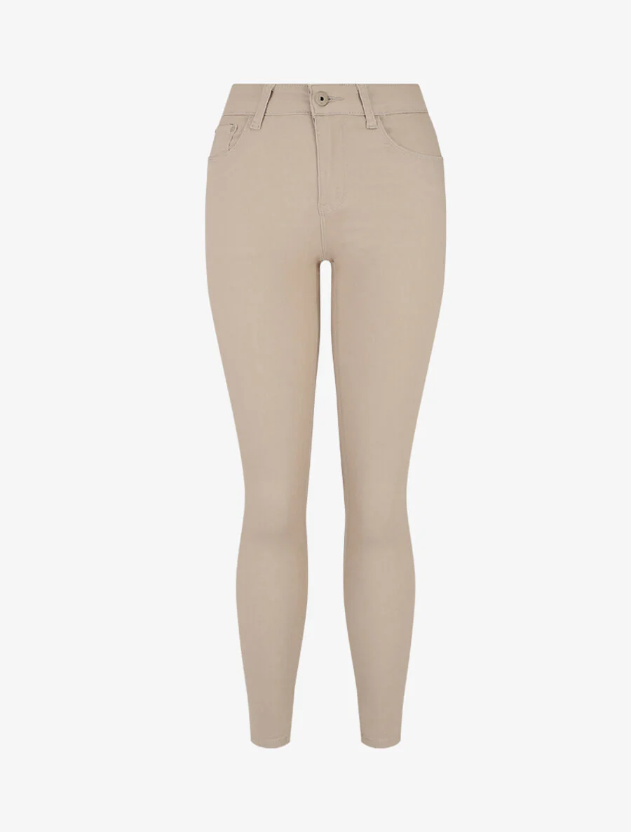 Slim fit effen jeans - Beige