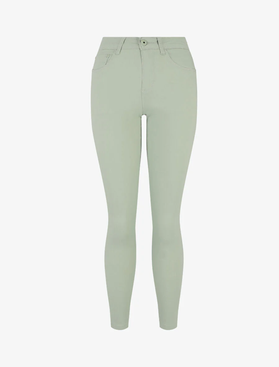 Slim fit effen jeans - watergroen