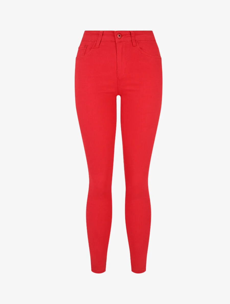 Slim fit effen jeans - Rood
