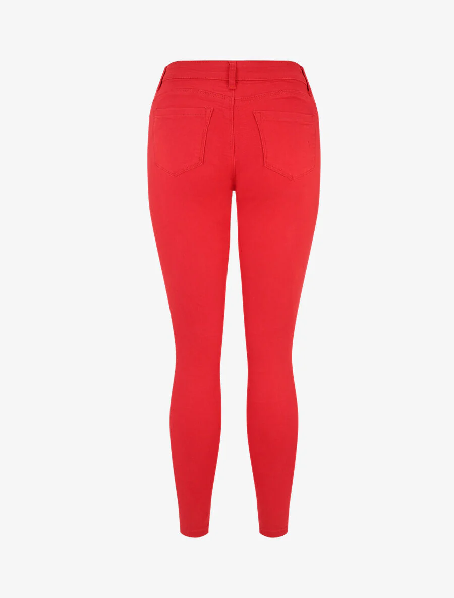 Slim fit effen jeans - Rood - Image 2