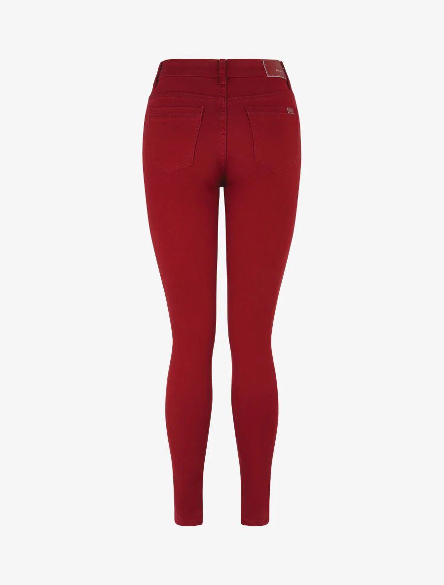 Slim fit effen jeans - bordeauxrood - Image 2