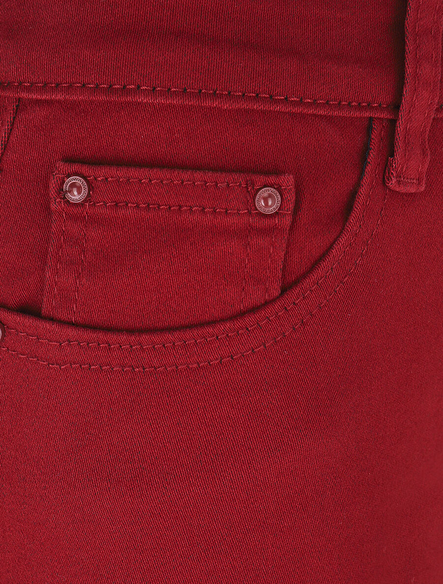 Slim fit effen jeans - bordeauxrood - Image 3