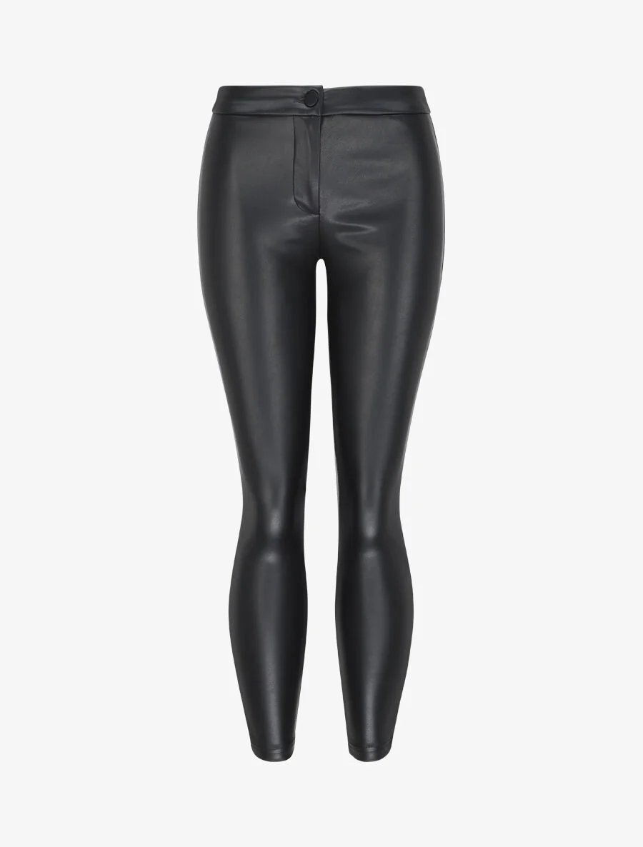 Slim fit imitatiebroek - Zwart