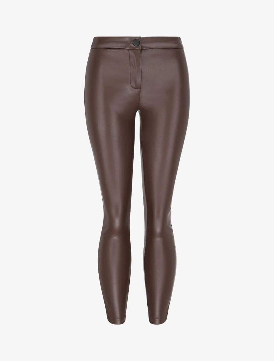 Slim fit imitatiebroek - Bruin