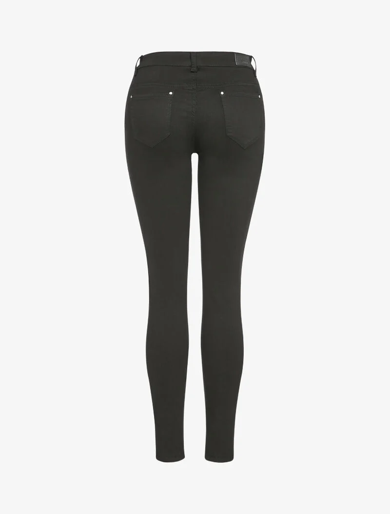Effen slim jeans met standaard taille - Zwart - Image 2