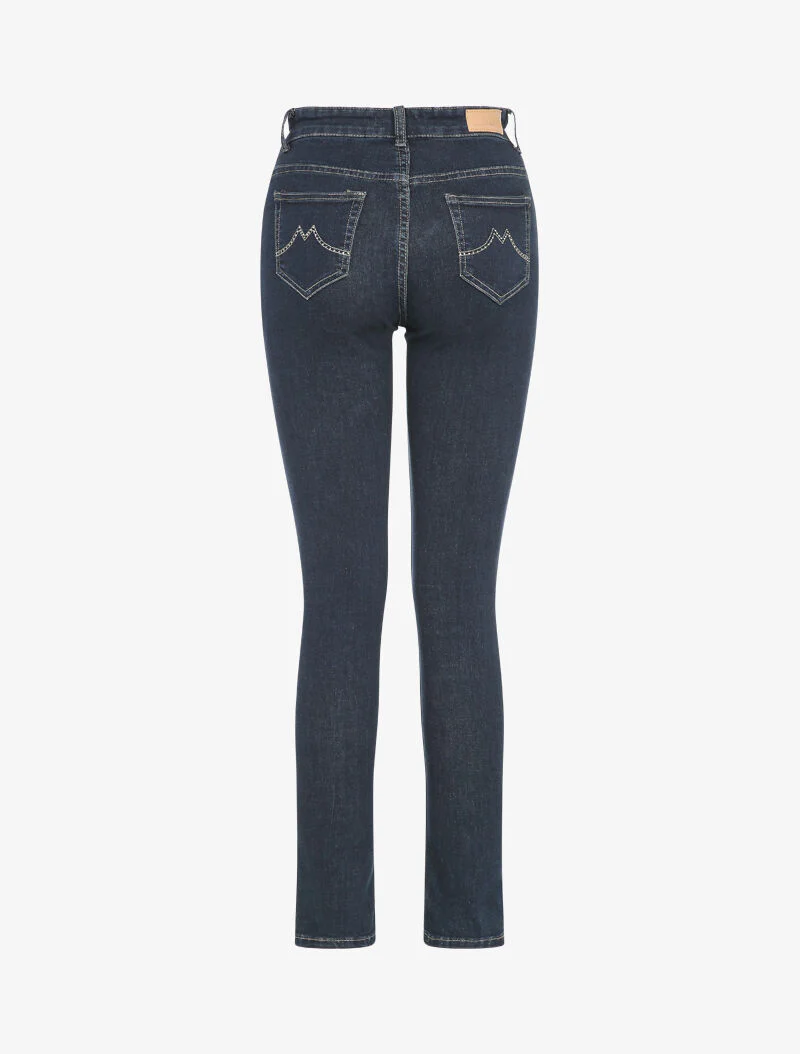 Slim jeans met achterzakken en strassdetails - Donkerblauw - Image 2