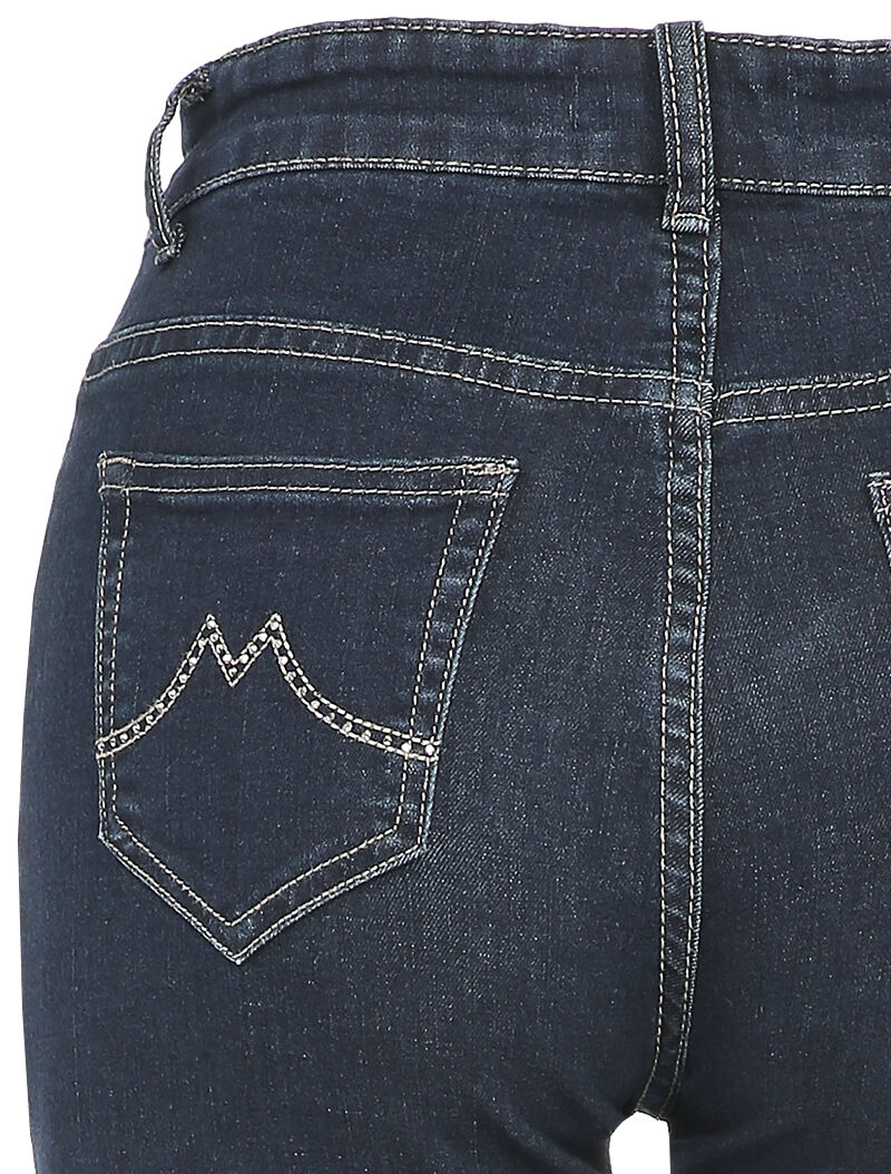 Slim jeans met achterzakken en strassdetails - Donkerblauw - Image 3