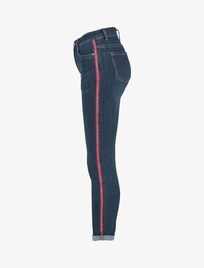Slim fit jeans met contrasterende strepen - Blauw denim - Image 3