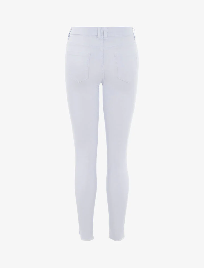 Slim jeans met gerafelde en versleten enkels - Wit - Image 2