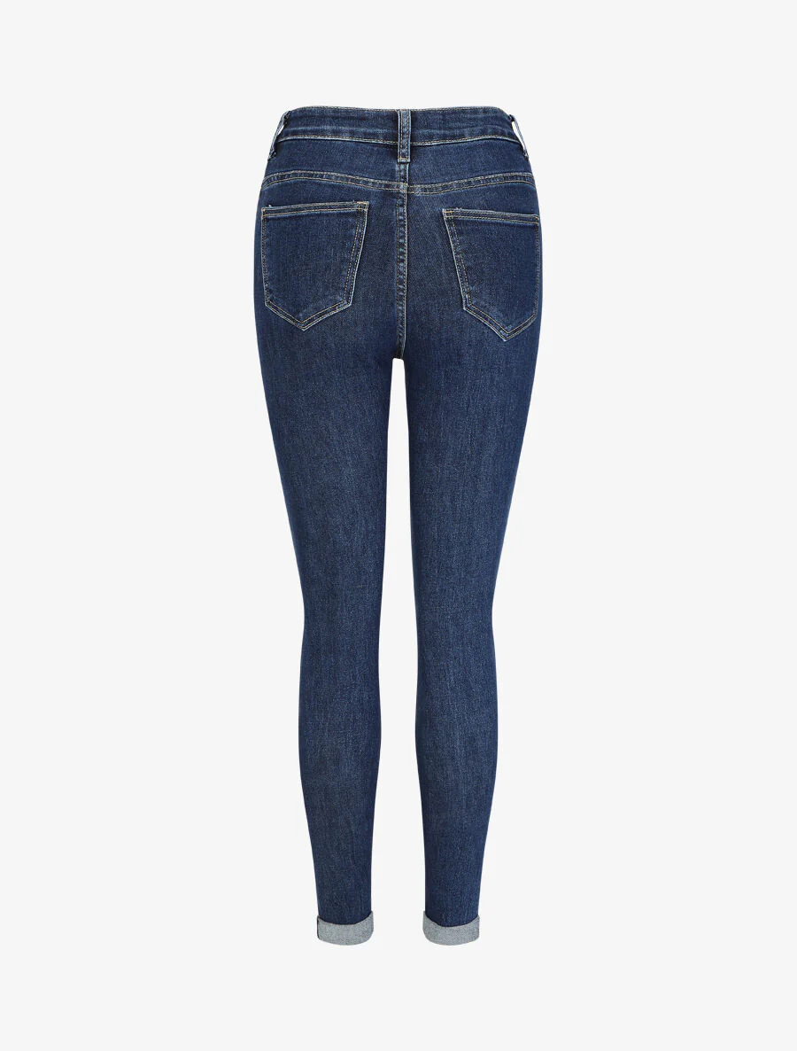 Slim-fit jeans met hoge taille - Onbewerkt blauw - Image 2