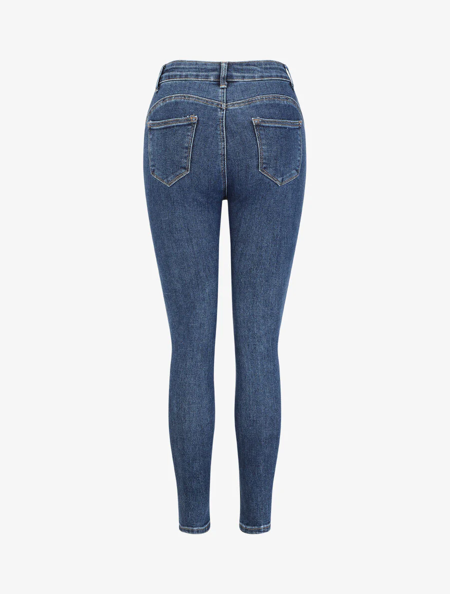 Slim fit jeans met hoge taille - Blauw - Image 2