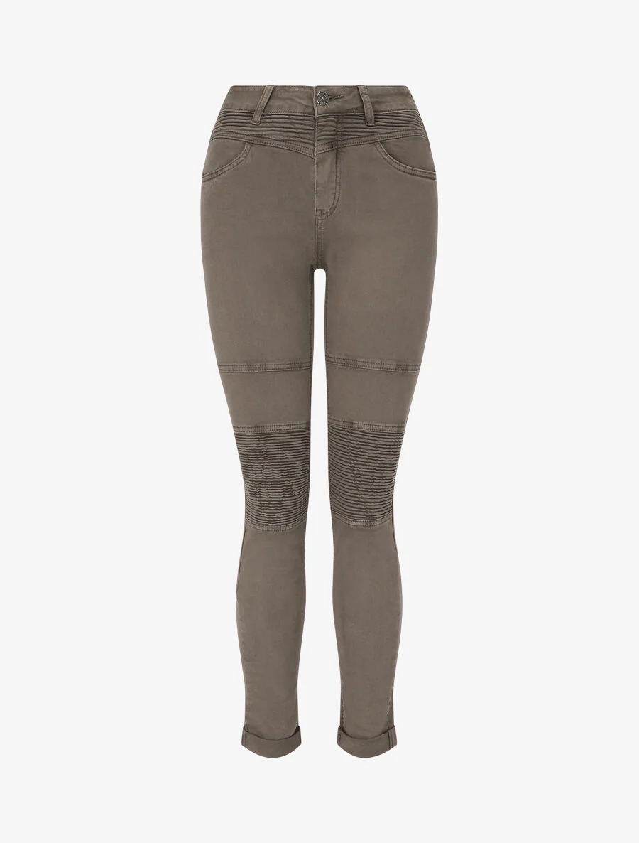 Slim fit jeans met hoge taille - Taupe