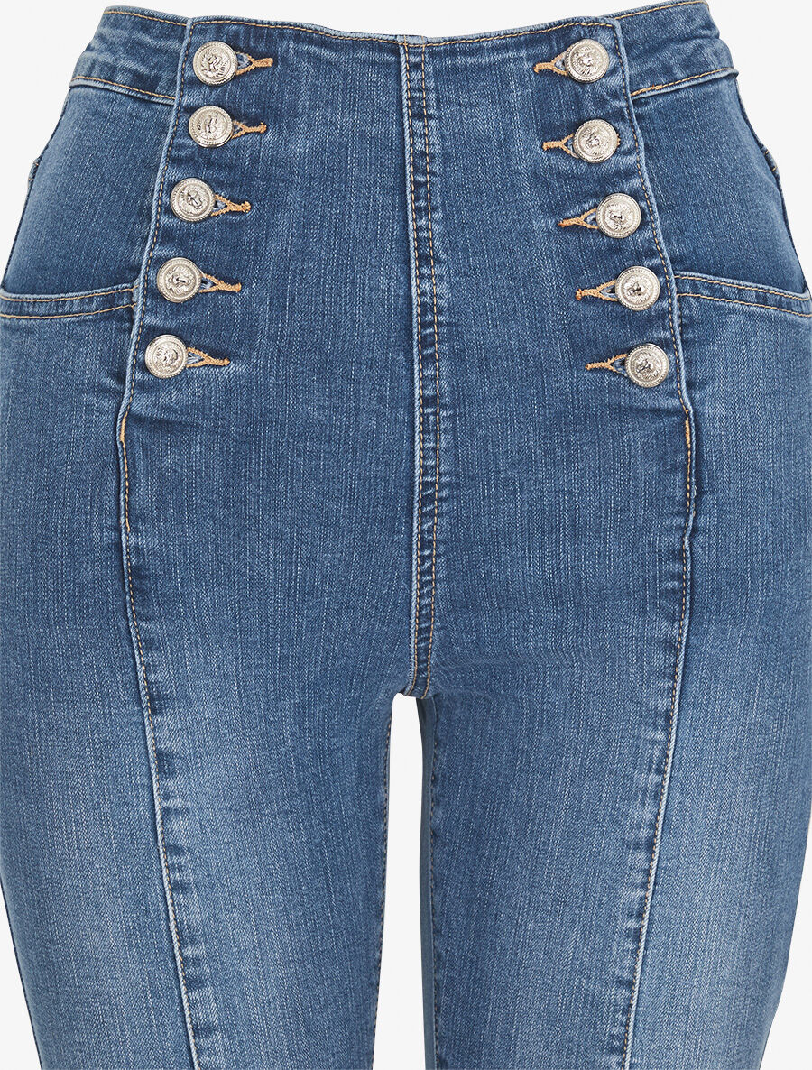 Slim fit jeans met hoge taille - blauw - Image 3