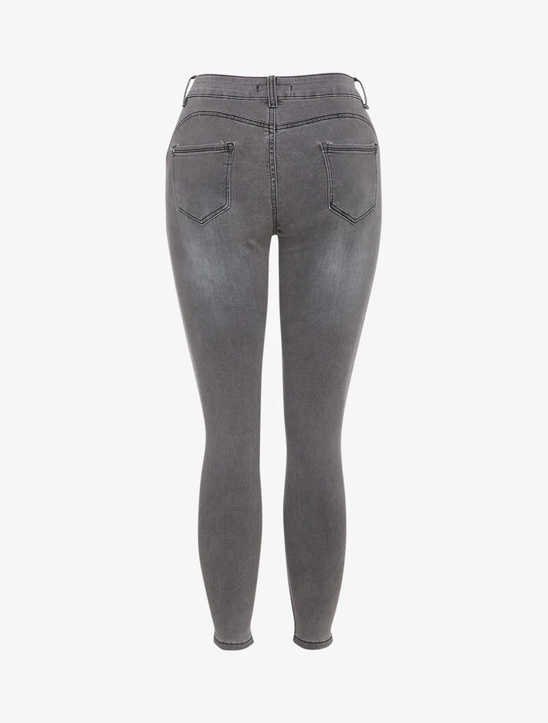 Hoge taille skinny jeans - Lichtgrijs - Image 2
