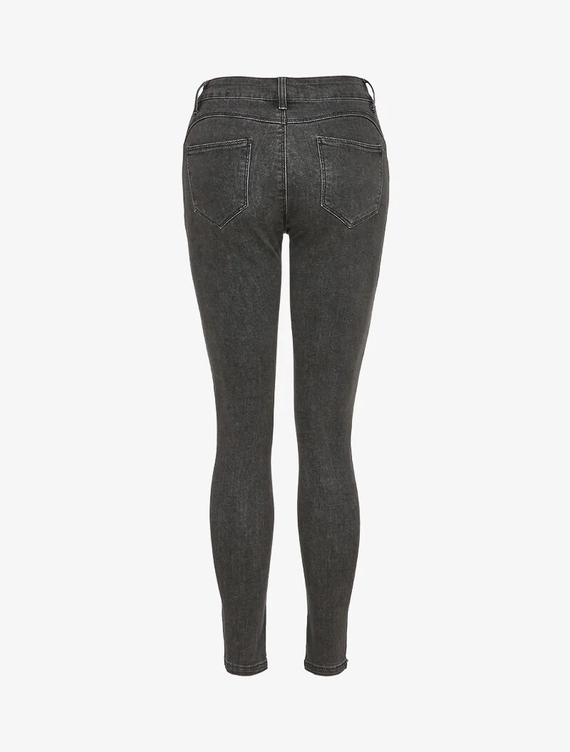Hoge taille skinny jeans - Donkergrijs - Image 2