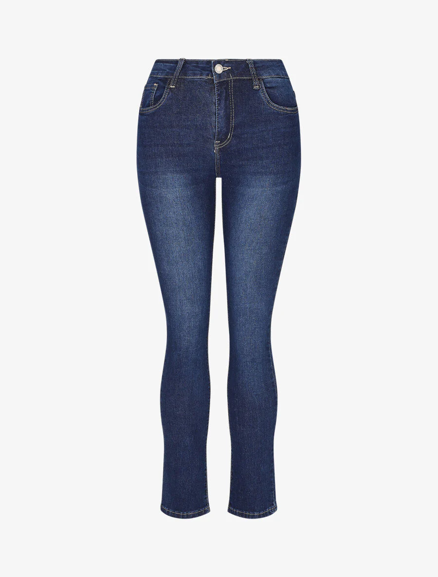 Hoge taille skinny jeans - Blauw