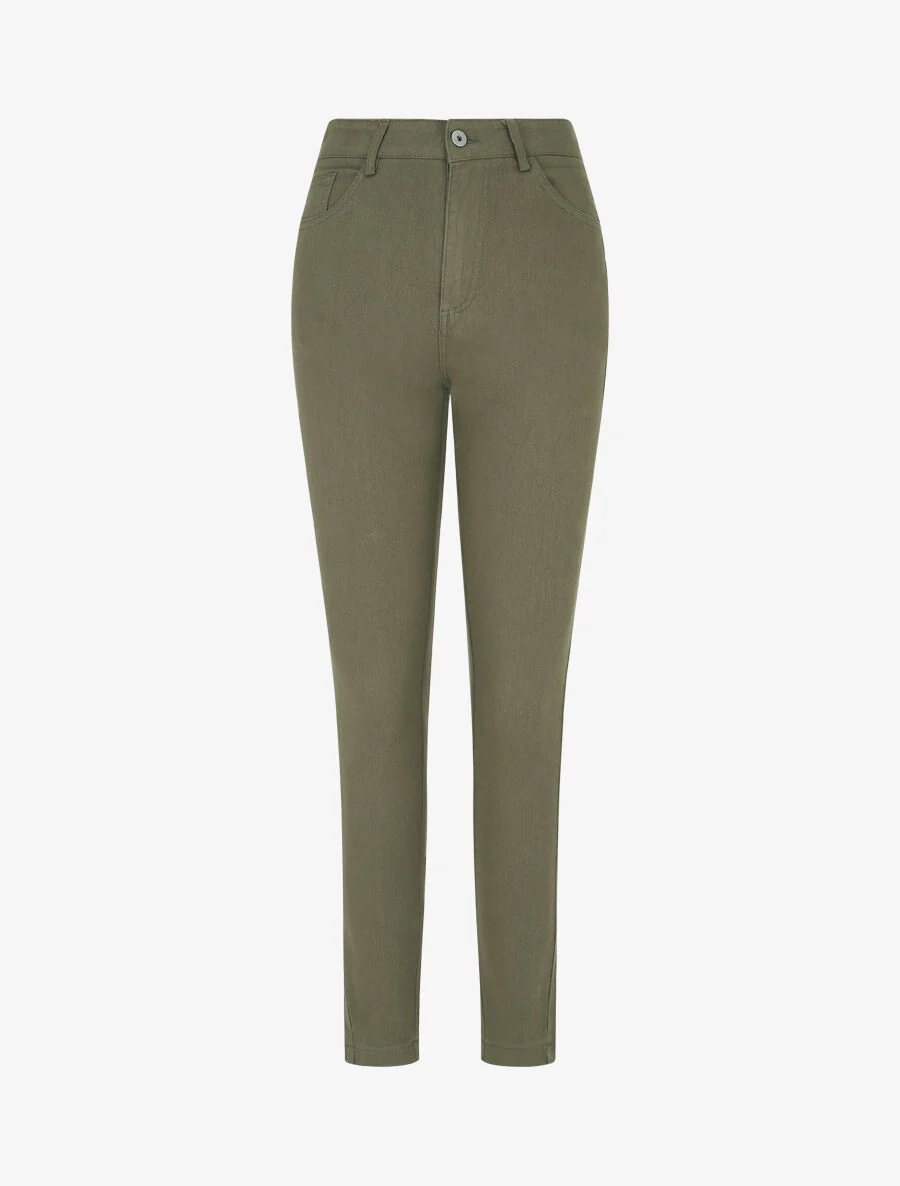 Slim fit jeans met hoge taille - Kakigroen