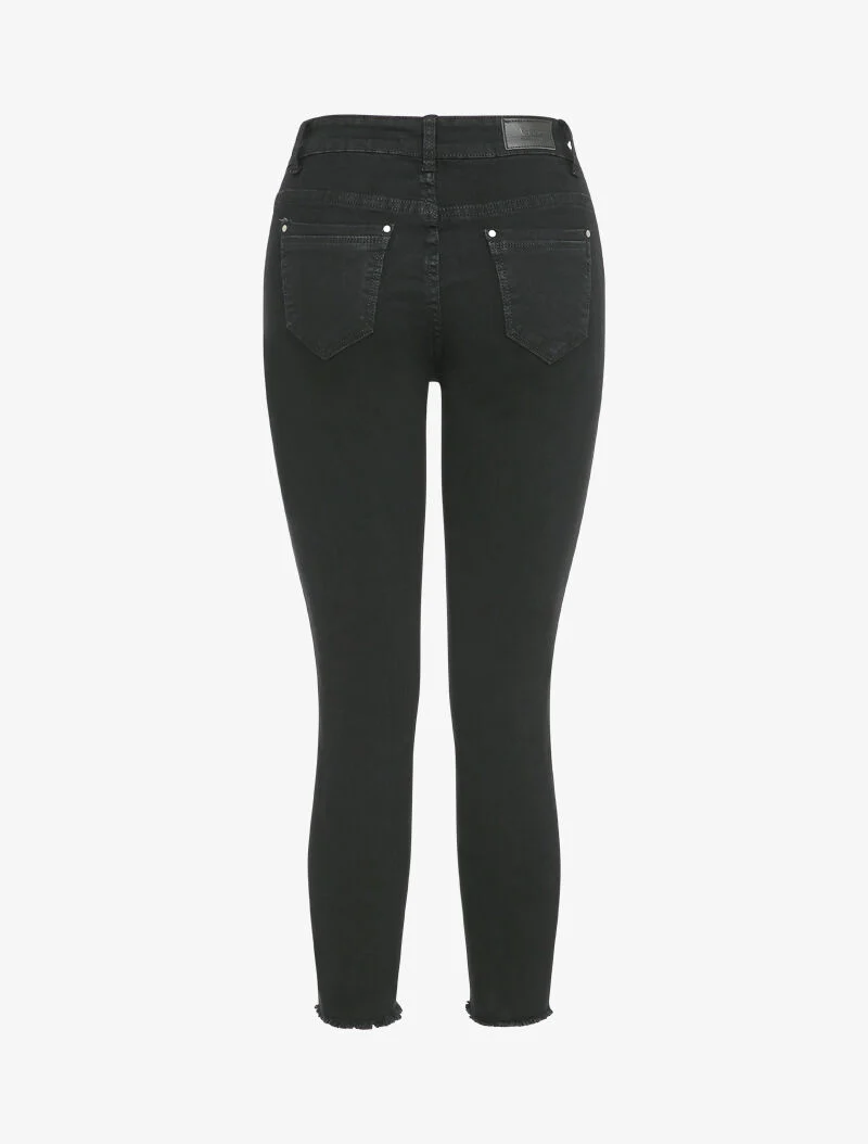 Slim jeans met ruwe randen en scheuren - Zwart - Image 2