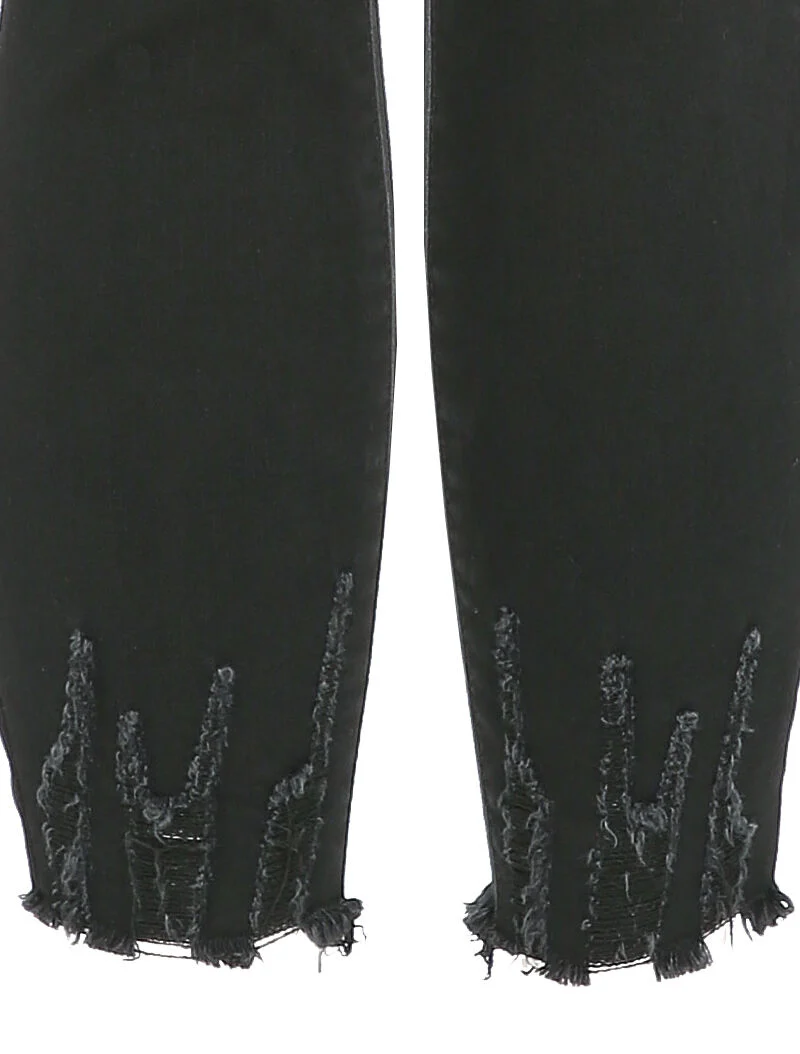 Slim jeans met ruwe randen en scheuren - Zwart - Image 3
