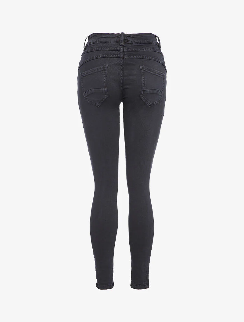 Skinny jeans met schuine naden - Marineblauw - Image 2