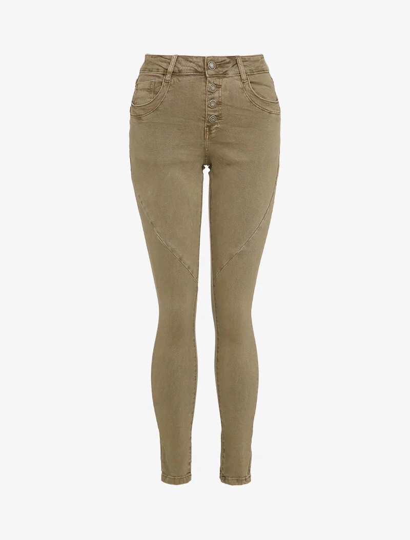 Skinny jeans met schuine naden - Taupe
