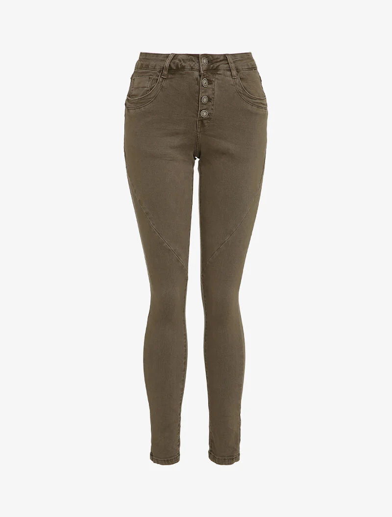 Skinny jeans met schuine naden - Bruin