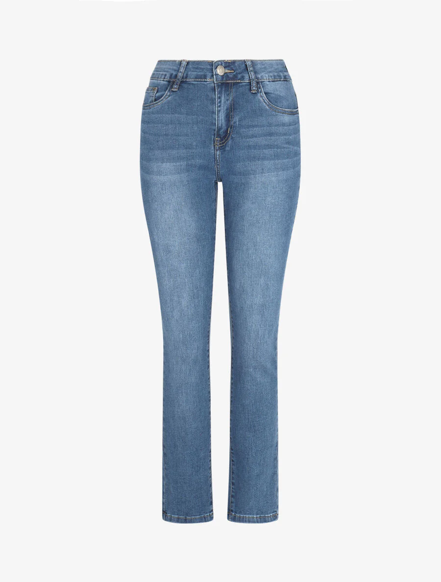 Slim fit-jeans met standaard taille - blauw