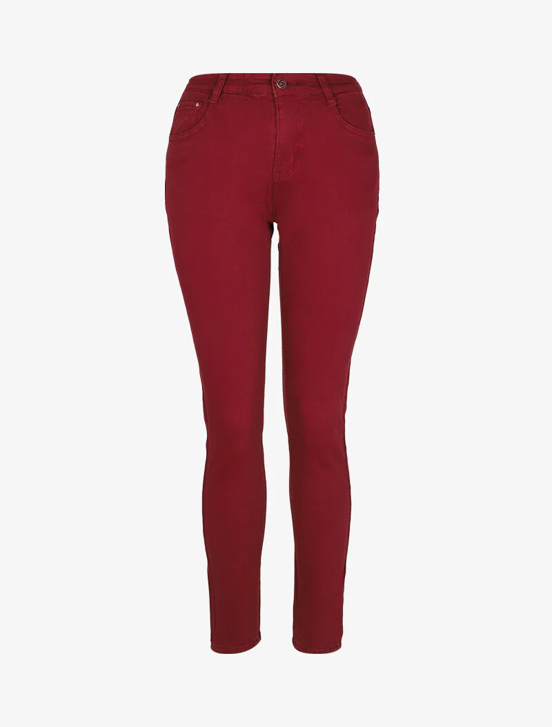 Slim fit jeans met standaard taille - Bordeaux