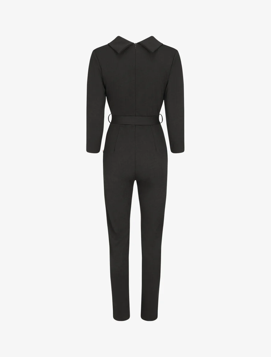 Slim-fit jumpsuit met overslaghals - zwart - Image 2