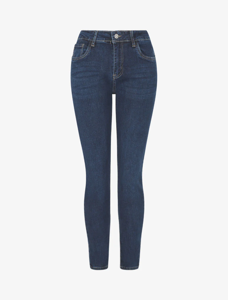 Slim fit push up jeans grote maat - Onbewerkt blauw