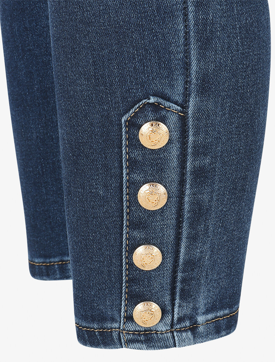 Slim-fit push-up jeans met sierknopen - blauw - Image 3