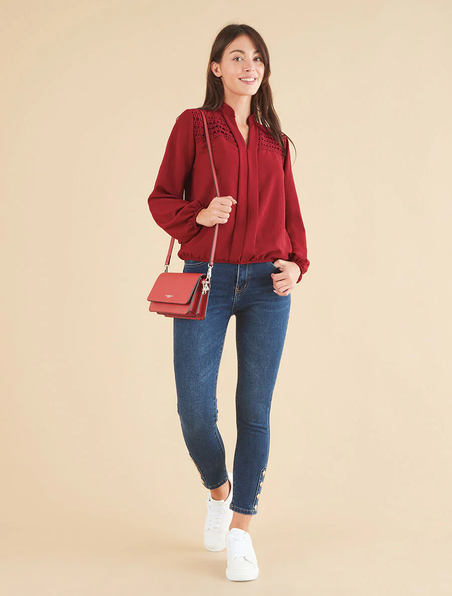Slim-fit push-up jeans met sierknopen - blauw - Image 4