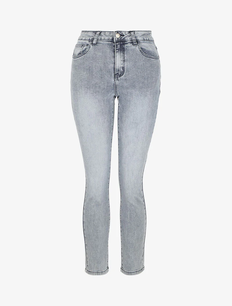 Slim fit stretch jeans met standaard taille - Lichtblauw