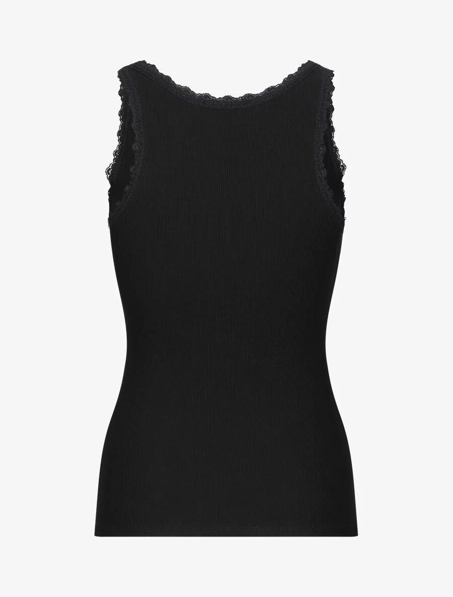 Slim-fit T-shirt met ronde kanten kraag - Zwart - Image 2