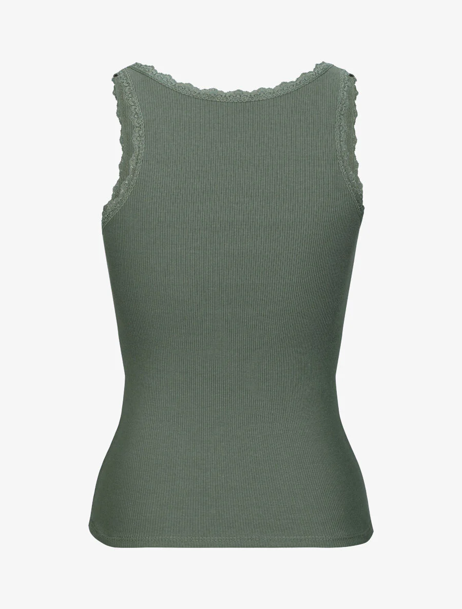 Slim-fit T-shirt met ronde kanten kraag - Kakigroen - Image 2