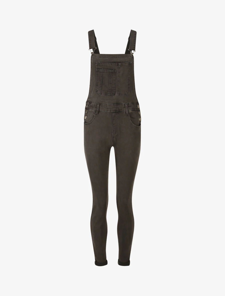 Slim fit tuinbroek van denim - Donkergrijs